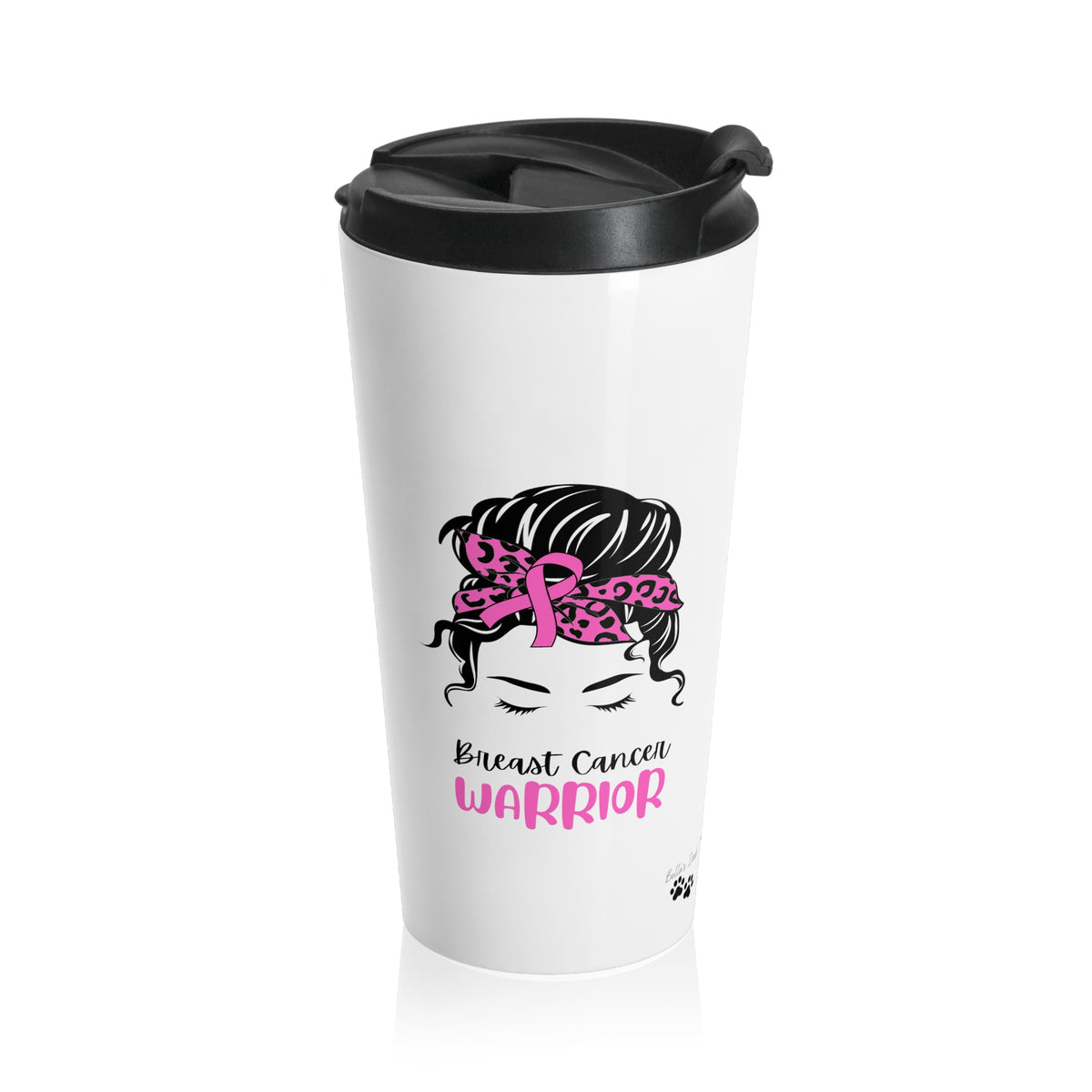Breast Cancer Warrior Stainless Steel Travel Mug, 15oz