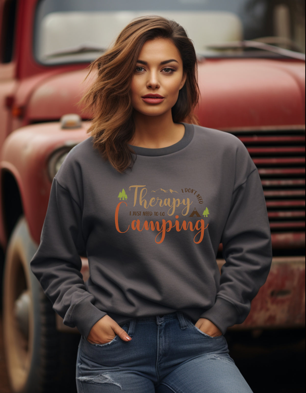 I Dont Need Therapy I Just Need Camping Crewneck Sweatshirt