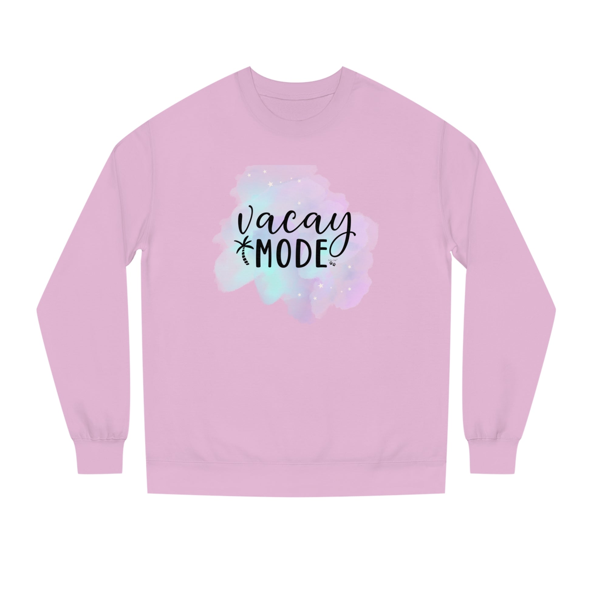 Vaca Mode Crew Neck Graphic Sweatshirt front in Pink
