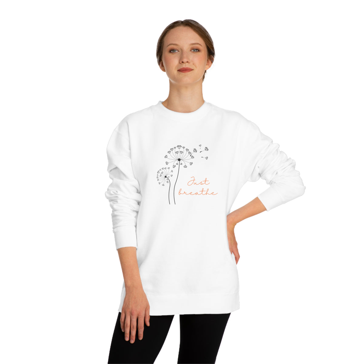 Just Breathe crewneck sweatshirt white front