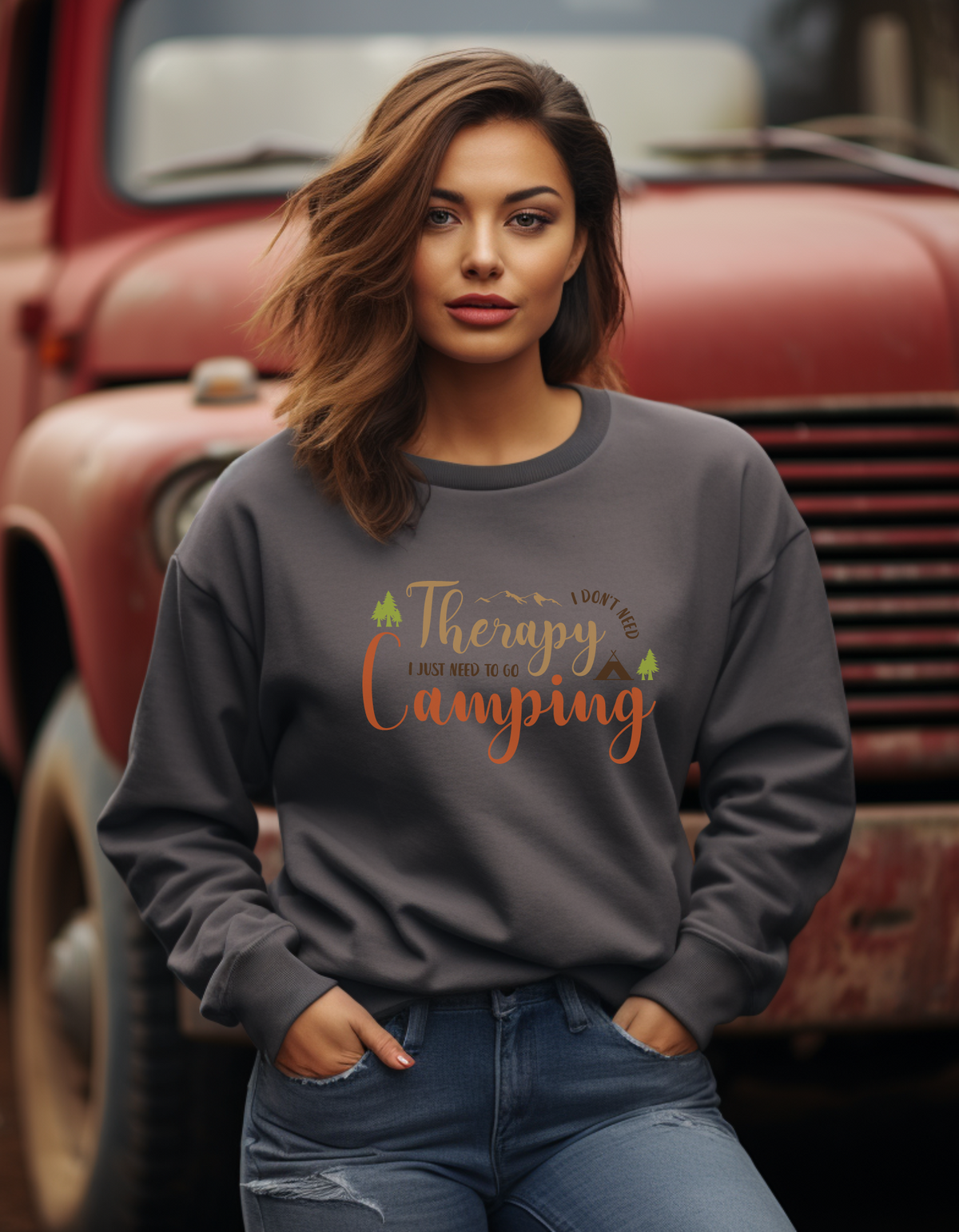 I Dont Need Therapy I Just Need Camping Crewneck Sweatshirt