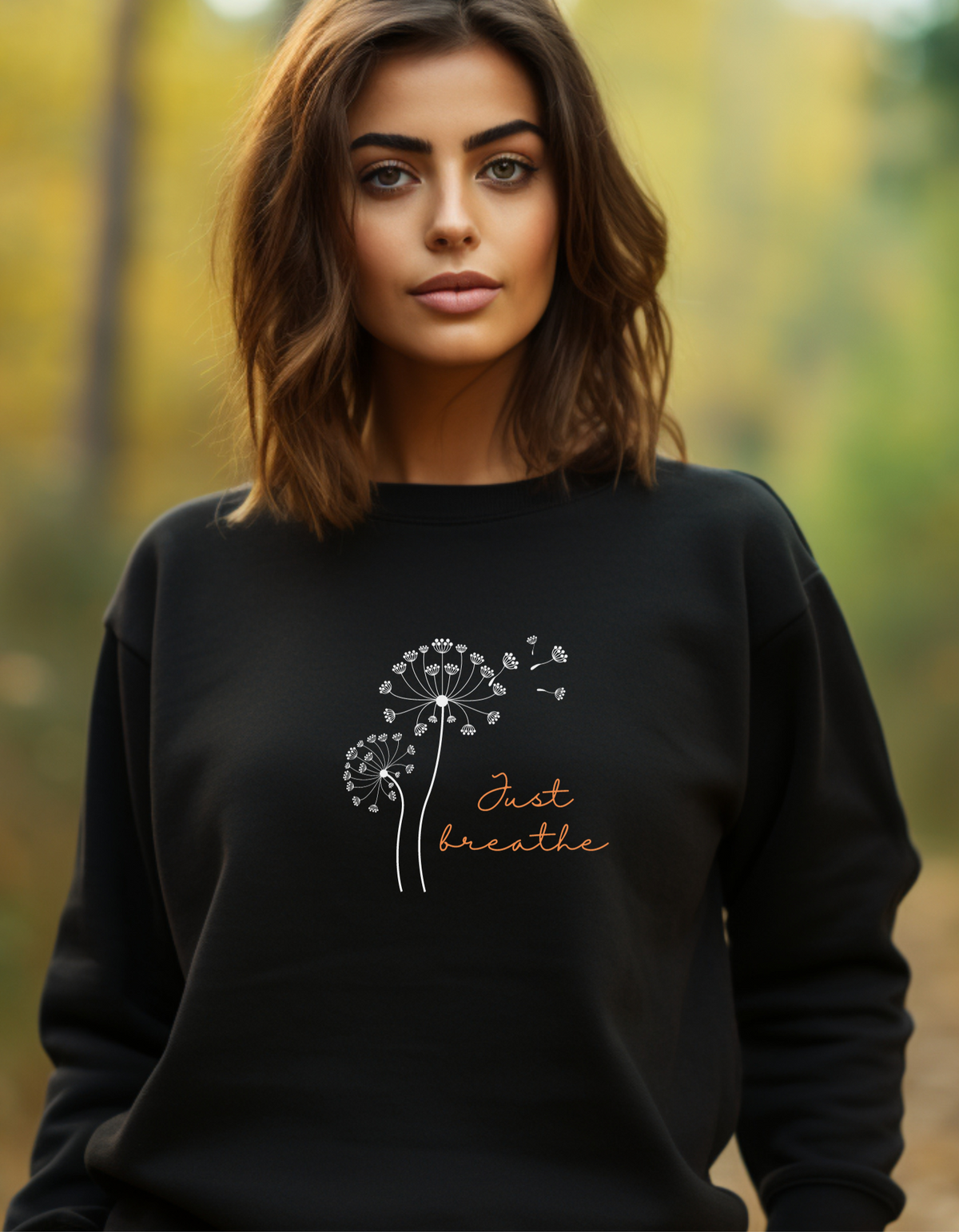 Just Breathe crewneck sweatshirt black front