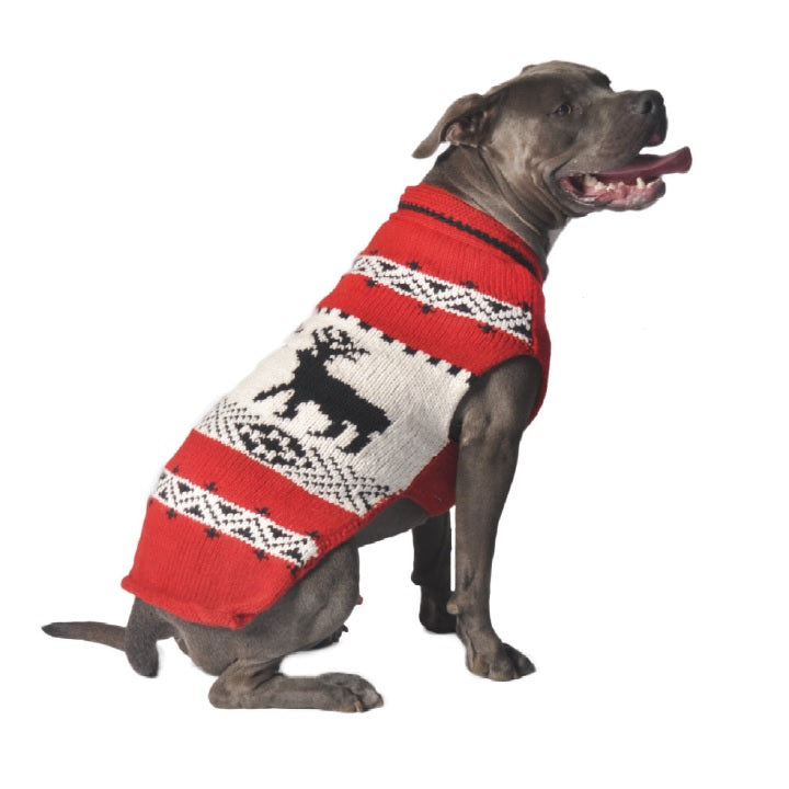 Red Reindeer Shawl Dog Sweater