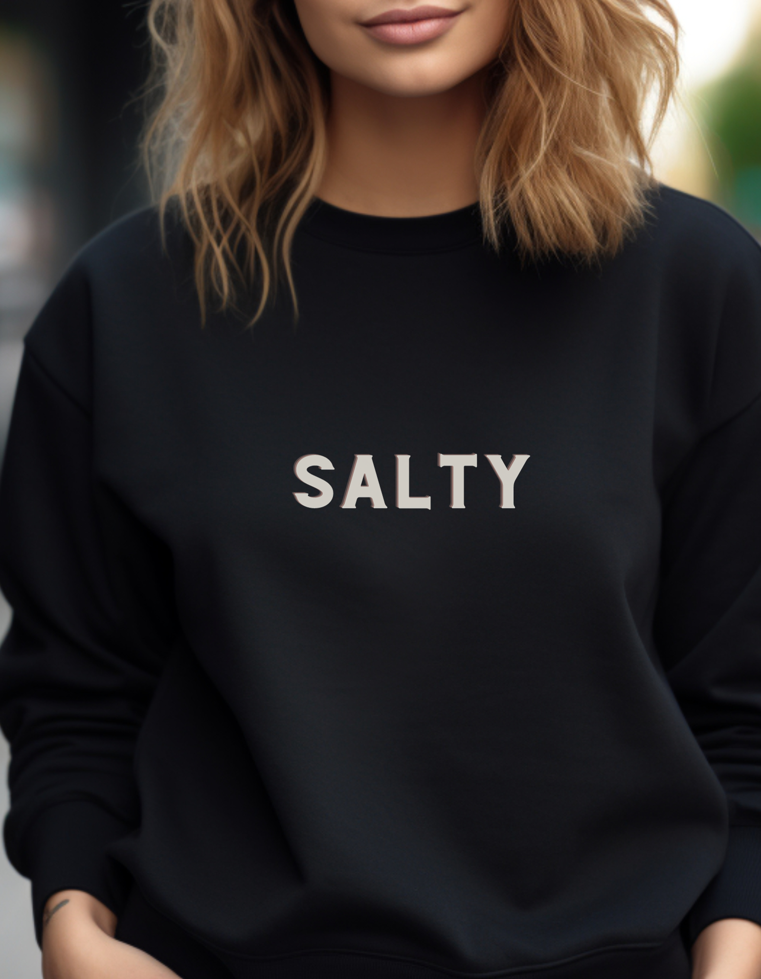 Salty Essentials Sweatshirt front in Black
