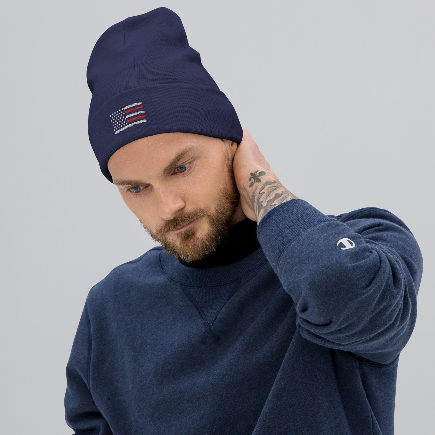 American Flag Embroidered Beanie