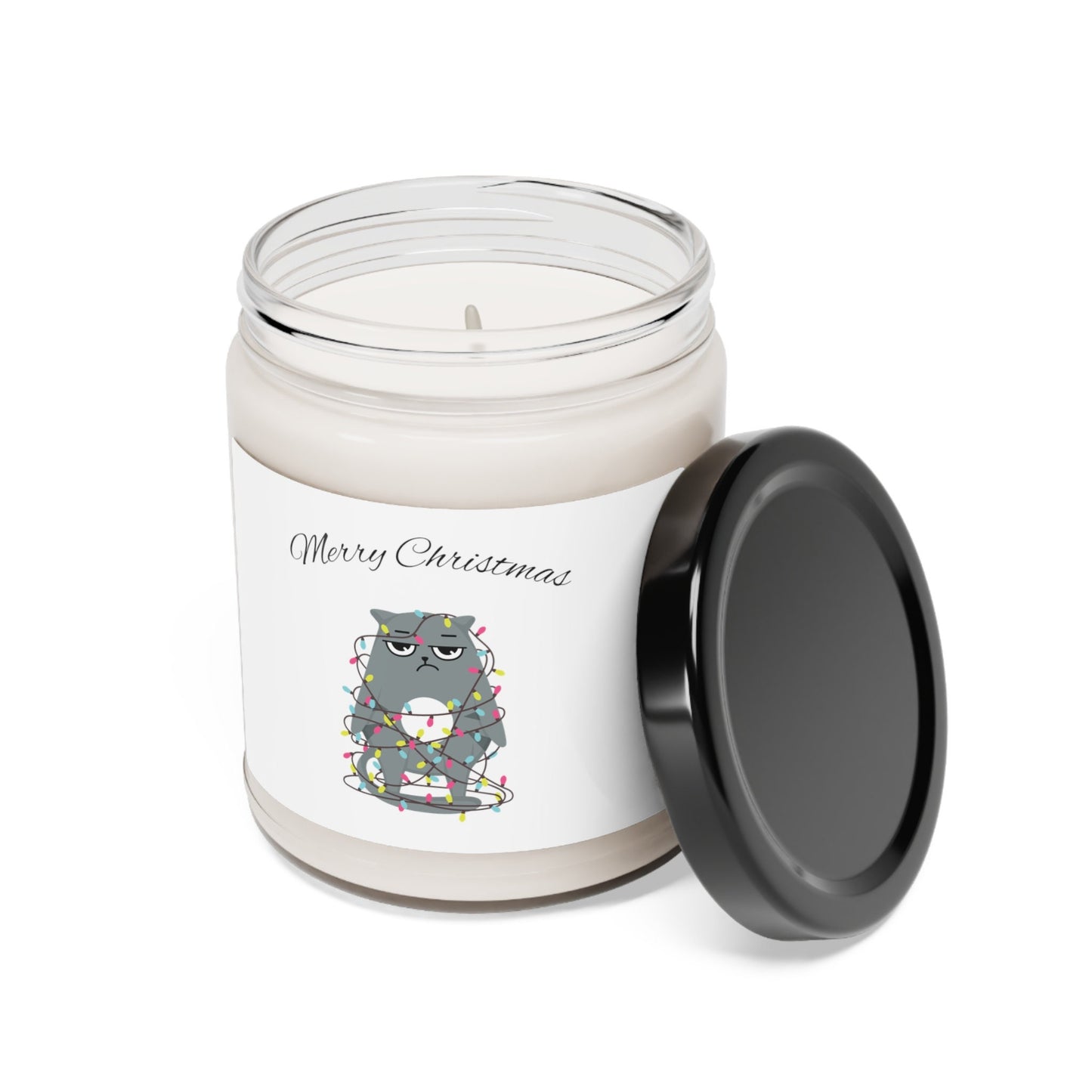 Christmas Holiday Candle Christmas Cat Scented Soy, 9oz
