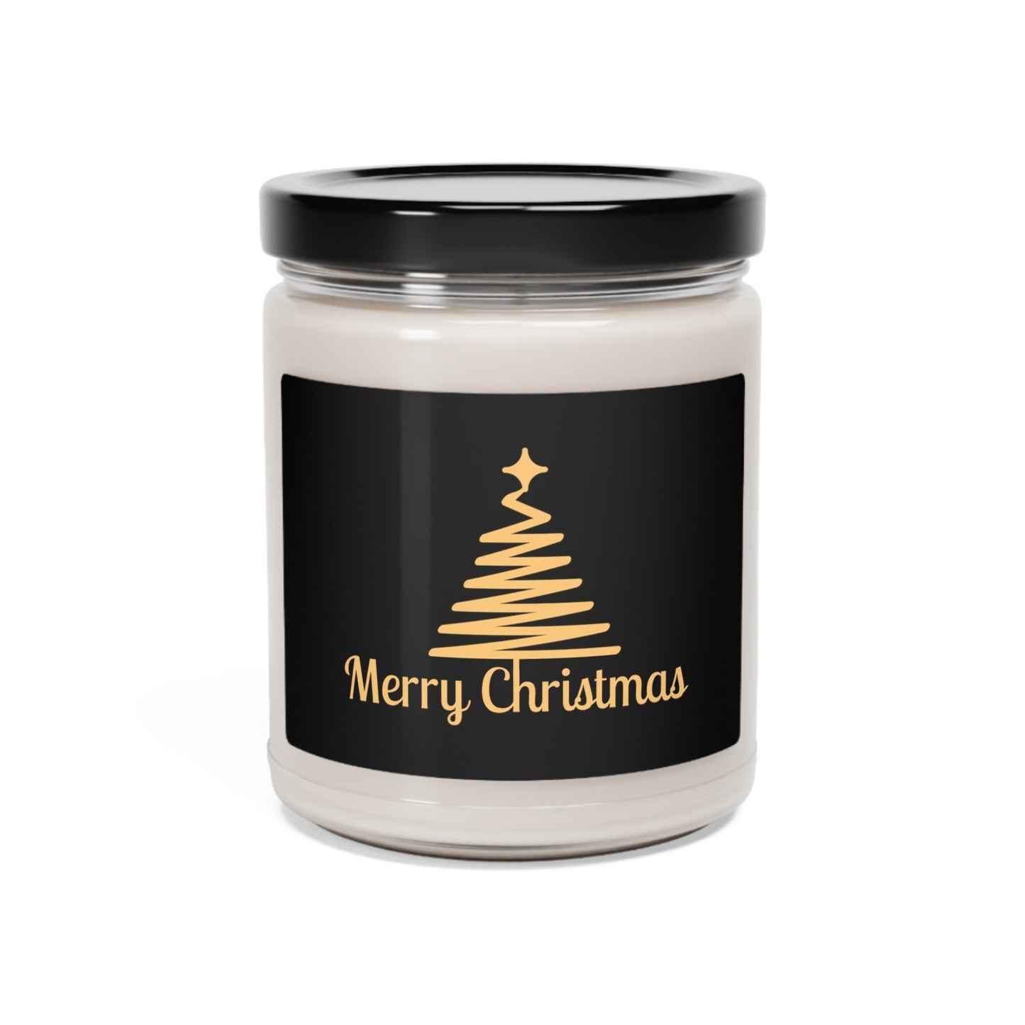 Merry Christmas black and gold Apple Harvest Scented Soy Candle, 9oz